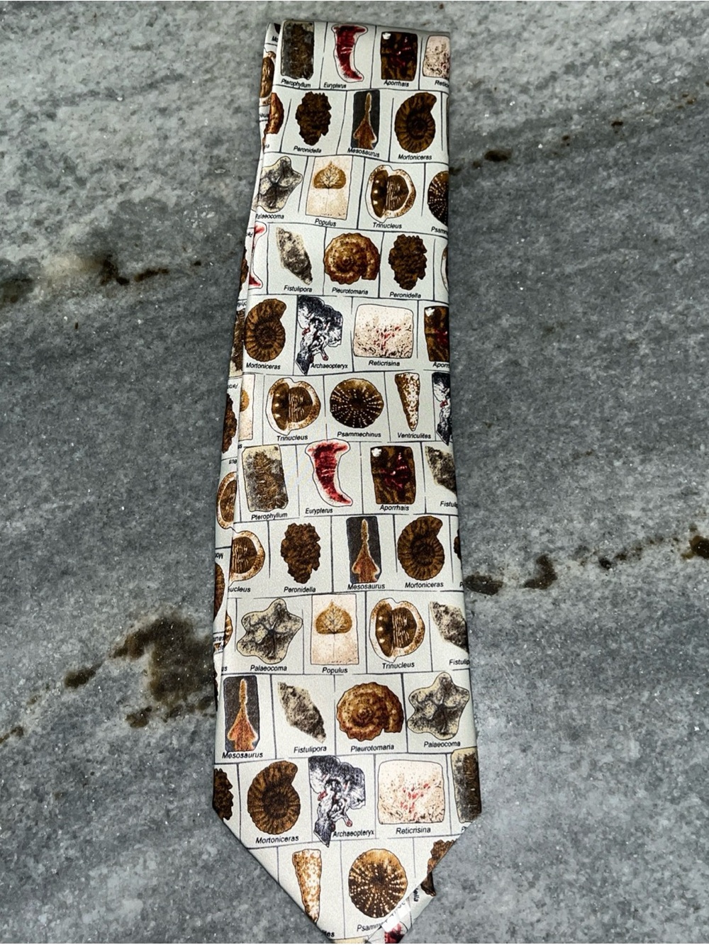 Fossil Print Ivory Men's Necktie